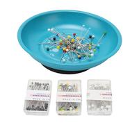 Tnfeeon Magnetic Pin Cushion Needle Minder with 150pcs Bead Needles 430 Stainless Steel Sewing Pin Dish for Cross Stitch Embroidery (Green)