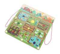 Tnfeeon Magnetic Wooden Maze Toy, Fine Motor Skills Development Brain Training Game for Ages 3 to 6, Interactive STEM Learning with Magnetic Wand Guide, 12x12 Inch Board for Home Travel