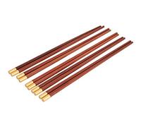 Tnfeeon Mahogany Chinese Wooden Chopsticks Set with Copper Inlay, Lucky Character Engraving, Reusable Tableware for Home and Gifts (#2)
