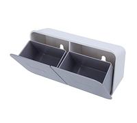 Tnfeeon Makeup Organizer Q Tips Holder Wall Mounted Plastic Cotton Pads Dispenser with Easy Access Gray Canister for Bathroom (White Gray)