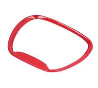 Tnfeeon Matte Black Steering Wheel Decorative Trim Kit for (Red) | Self Adhesive ABS Accent Cover for Challenger 2014-2019, UV Protection Coating, Anti Scratch Surface,