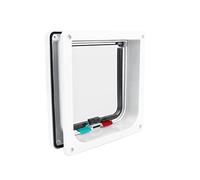 Tnfeeon Medium Size Cat Door, Plastic, 4 Way Lockable Cat Flap with Design for and Small Dogs, Ideal for Interior Use