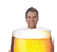 Tnfeeon Men's Get Real Beer Pint Costume, Yellow Polyester, Funny Oktoberfest Jumpsuit for Halloween Parties and Festivals