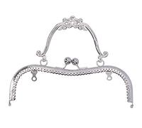 Tnfeeon Metal Purse Frames Handles, 20.5cm Metal Purse Bag Frame Kiss Clasp Lock Retro Embossed Handle Craft Decorations(Silver B01-029-00550)
