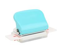 Tnfeeon Multi-Function 26-Hole Paper Puncher Office Supplies Manual Tool, Durable Metal Vane/Wing Hole Puncher for A4 / B5 / A5 Binding, Dark Blue, for DIY Binding, Scrap Box (Light Blue)