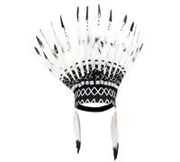 Tnfeeon Native Style Black Synthetic Feather Headdress for Youth Parties Eye-catching Design Sparks Imagination Comfortable Fit with Soft Cloth and Feathers Ideal for Festivals (Black)