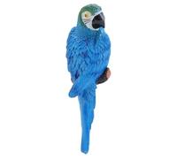 Tnfeeon Outdoor Statues Hanging Wall Mount Lifelike Status for Decoration Costume Shoulder Ornament Modern Home Garden Courtyard Party Decor Fake Bird Life Size Resin Macaw Birds (Left Blue)