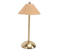 Tnfeeon Paper Rope Cordless LED Lamp with 3 Color Temperatures Stepless Dimming, for Bedroom Living Room Desk Night Light Table Lamp, Handwoven Woven (Brown)