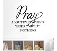Tnfeeon Pray About Everything, Worry Wall Sticker, PVC Material, Inspirational Decor for Living Room and Bedroom, 22.4x17.3in, Removable and