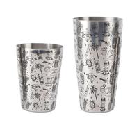 Tnfeeon Professional Boston Shaker 18oz Cocktail Shaker Set Boston Cocktail Mixer Bartender Premium 304 Stainless Steel with Carving Design for Home Bar Drink Making
