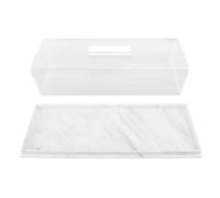 Tnfeeon Rectangular Acrylic Cake Stand with Lid, Marble Grain Dessert Display Set for Cupcakes, Fruit Platter and Party Serving