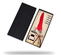 Tnfeeon Retro Feather Pen, Quill Pen Set with Stand and Ink Bottle, European Style for Calligraphy and Handwriting Lovers