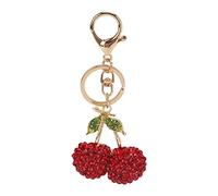 Tnfeeon Rhinestones Cherry Keychain, Two Colors Keychains for Women Handbag Car Keyrings Czech Rhinestones, for Birthday Valentines Day, Backpack Pendant Wallet Decor Car Interior