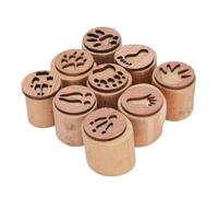 Tnfeeon Round Wooden Print Stamp Set, Exquisite Craftsmanship and Design, Versatile Decoration, Fun for Projects, Ideal As a Gift for All Occasions, Learning Through Play