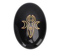 Tnfeeon Rune Stones, Smoothly Polished Beautifully Engraved Golden Pattern for Tumbling Fountain Rocks Decoration Polishing Wire Wrapping Wicca Beginners Gifts (Obsidian)