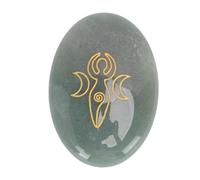 Tnfeeon Rune Stones, Smoothly Polished Beautifully Engraved Golden Pattern for Tumbling Fountain Rocks Decoration Polishing Wire Wrapping Wicca Beginners Gifts (Green Aventurine)