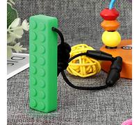 Tnfeeon Soft Baby Teether, 100% Food Grade Silicone, Soothing Chew Necklace, Adjustable Cords, Ideal for Toddlers and Sensory Needs Children (Green)