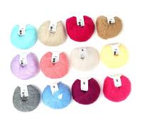 Tnfeeon Soft Mohair Angora Wool Blend Knitting Yarn 26g Per Skein 30% Mohair 20% Wool 50% Fiber for Scarves Sweaters Hats 12 Vibrant Colors Hand Washable Anti Pilling (1 Set of Twelve Colors)