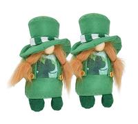 Tnfeeon St. Patrick Day Gnome, Cloth Plush Decor with Hat, 2PCS Green Elf Doll for Irish Holiday Home Decor (Women's Green Leaf Festival Doll)