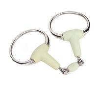 Tnfeeon Stainless Steel Horse Snaffle Bit, Smooth Surface for Comfort, Rubber Wrapped Design, Loose Ring Control, for Horse Trainers and Riders, Effective Training and Riding Gear