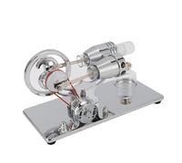 Tnfeeon Sterling Engine Model, Aluminum Alloy Thermodynamics Demonstrator with LED Light 6.9 X 3.7 X 4.5 Inches Science Project Enthusiast Desktop Decor for Workspace Energy Conversion (Silver)