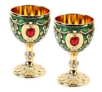 Tnfeeon Vintage Jeweled Goblet - Zinc Alloy Chalice for King Queen Medieval Party Decorations - Halloween Drinking Decor Supplies in Gold