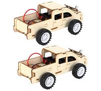 Tnfeeon Voice Control Wooden Mechanical Model Car Kit, Interactive Engineering DIY Set with Circuit Physics Learning Compact 2.4x3.1x5.7 Inches for Families and Classrooms