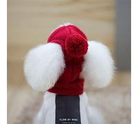 Tnfeeon Winter Pet Hat Scarf Set Soft Knitted Dog Christmas Costume with Plush Ball for Small Medium Dogs Under 16 Kilograms Red Gray Wool Warmth Guaranteed Adorable Woven Design Ideal (Grey #09)