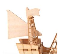 Tnfeeon Wooden DIY 3D Puzzle Ship Model, Wood Crafted Nautical Decoration with Easy Assembly for Kids and Adults, Educational Craft Kit for Home Office (Khaki)