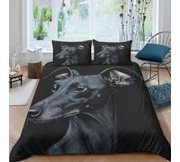 TNFHSOFT 3D Lurcher Dog Duvet Cover Bedding Set Soft Microfiber Duvet Set 3D Bedding with Zipper Closure for Kids Teens Adults 3PCs Double（200x200cm）