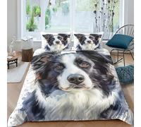 TNFHSOFT 3D Printed Border Collie Duvet Cover Set with Pillow Cases Quilt Cover Bedding Set,with Zipper Closure,3pcs,for Childrens And Adults Double（200x200cm）