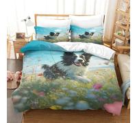 TNFHSOFT Border Collie Duvet Cover Sets 3D Printed Quilt Covers Bedding Comforter Cover with Zipper Closure Soft Microfiber Apply to Kids Youth 3 Piece Set Soft And Comfortable Room Decor