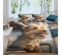 TNFHSOFT Border Terrier Dog Duvet Cover Set, 3 Piece 3D Print Bedding Set Print Duvet Set Quilt Cover with Pillowcases, Suitable for Boys Girls Teen Adults Double(200x200cm)