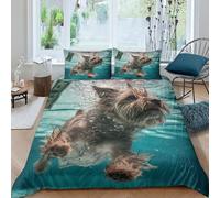 TNFHSOFT Border Terrier Dog Duvet Cover Set 3D Quilt Cover Decorative Microfiber Comforter Cover Set with Pillow Shams, Zipper, Soft Lightweight 3 Pieces Double（200x200cm）