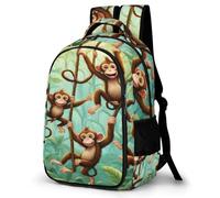 TNFHSOFT Cartoon Monkey 3D Printed Children's School Backpack for Kids 17 Inch High Capacity Travel Rucksacks Book Bags Kids School Bag Back Pack
