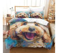 TNFHSOFT Cockapoo Dog 3D Duvet Cover Sets, Quilt Cover Microfiber Bedding with Zipper Closure Winter Soft Comforter Cover Apply to Kids Youth 3 Piece Set Comfortable Room Decor Single（140x200cm）