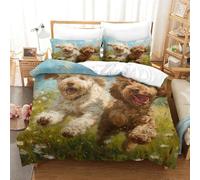 TNFHSOFT Cockapoo Dog 3D Printed Duvet Cover -Cute Animals Soft Bedding Duvet Cover Set with 2 Matching Pillowcase Super King（260x220cm）