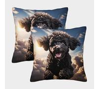 TNFHSOFT Cockapoo Dog Cushion Cover 2 Pack Decorative Machine Washable Pillowcases Square Pillow Cases with Invisible Zipper Cushion Covers For Livingroom Sofa Bedroom Throw Pillow Cases 45x45cm