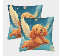 TNFHSOFT Cockapoo Dog Cushion Cover Set of 2 Decorative Machine Washable Pillowcases Square Pillow Cases with Invisible Zipper Cushion Covers for Living Room Sofa Couch Bed Throw Pillow Case 50x50cm