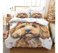 TNFHSOFT Cockapoo Dog Duvet Cover 3D Quilt Cover Bedding Comforter Cover with Zipper Closure Soft Fiber Apply to Kids Youth Room Decor 3 Piece Set Soft And Comfortable Single(140x200cm)