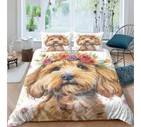 TNFHSOFT Cockapoo Dog Duvet Cover Microfiber Bedding Set, 3D Print Quilt Cover With Pillowcases, 3 Pieces With Zipper Closure, Winter Soft Comforter Cover Double（200x200cm）
