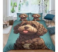 TNFHSOFT Cockapoo Dog Duvet Cover Set, 3 Piece 3D Print Bedding Set Print Duvet Set Cute Animals Quilt Cover with Pillowcases, Suitable for Boys Girls Teen Adults Double(200x200cm)
