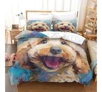 TNFHSOFT Cockapoo Dog Duvet Cover Set 3 Pieces Microfiber Bedding Set,3D Printed Quilt Cover with Pillowcase,Bed Set All Season Decor for Kids Adults Comforter Cover
