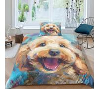 TNFHSOFT Cockapoo Dog Duvet Cover Set 3D Print Comforter Cover Bedding Quilt Cover Set Soft Microfiber Apply to Kids Teens 3-Piece With Zipper Closure Winter Soft Room Decor Single（135x200cm）
