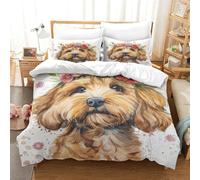 TNFHSOFT Cockapoo Dog Duvet Cover Set 3D Quilt Cover Decorative Microfiber Comforter Cover Set with Pillow Shams, Zipper, Soft Lightweight 3 Pieces King（220x240cm）