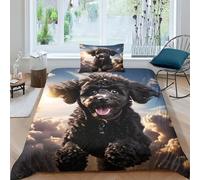 TNFHSOFT Cockapoo Dog Duvet Cover Sets Soft Microfiber Quilt Cover, 3D Cute Animals Comforter Cover For Kids Teens Adults Bedding Set 3 Pieces With Zipper Closure Single（135x200cm）