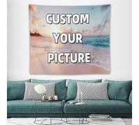 TNFHSOFT Custom Tapestry Background Wall Blanket with Photo Text for Life Animal Family Wedding Funny Memory DIY Gift, UV Reactive Personalised Available, 150 x 130 cm