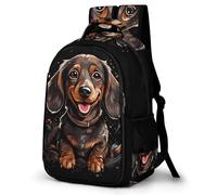 TNFHSOFT Dachshund Dog Backpack School Bags for Girls Boys Backpack with Bag Fashion School Bag Children's Backpack 17 Inches