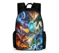 TNFHSOFT Dragon Backpacks Boys Girls Secondary School Bookbags Dinosaur Backpack for Junior Elementary Rucksack 42x30.5cm