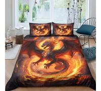 TNFHSOFT Flying Dragon 3D Bedding Set Duvet Coverwith Pillowcases Soft Microfiber Duvet Cover Set with Zipper Closurefor Teen Adult Kids 3 Piece Double（200x200cm）